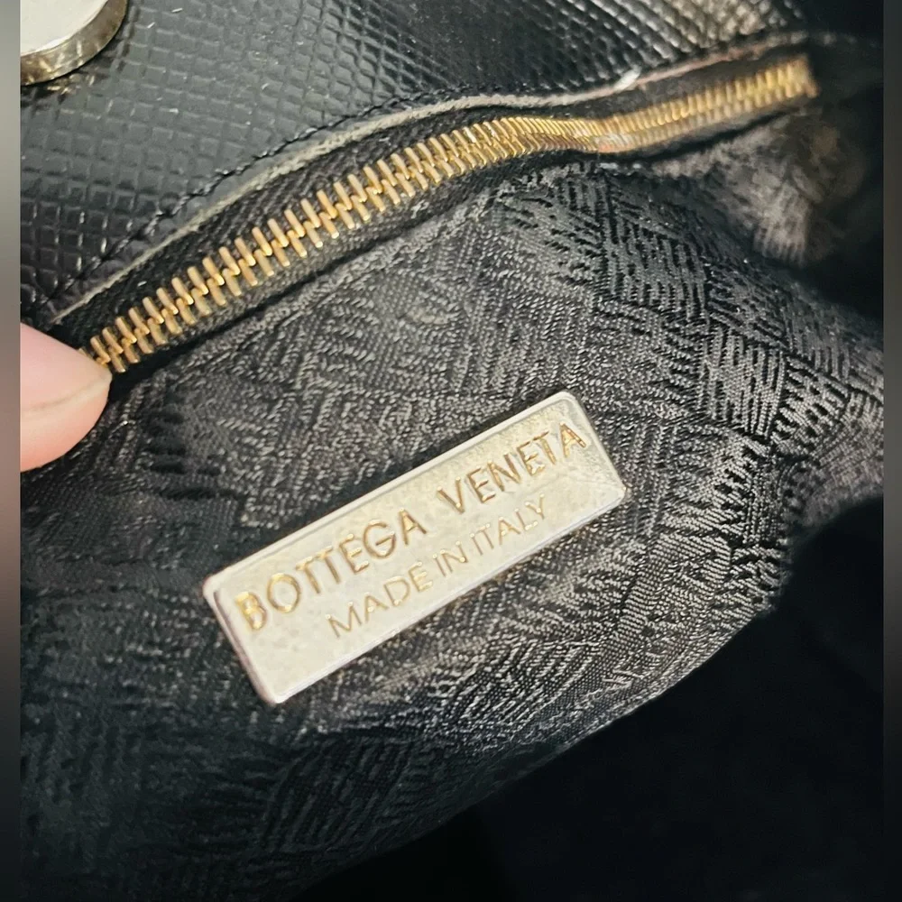 Bottega Veneta Black Leather shoulder bag  Purse Large handbag w Strap - Picture 6 of 15